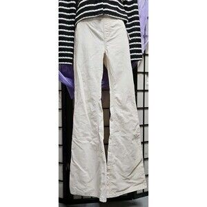 NWT Free People White Corduroy Bell Bottom Flare Jeans Pants Side Zip Sz 27